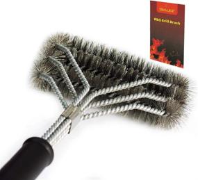 img 3 attached to Gialer Bristle Free Stainless Steel BBQ Cleaning Brush - Safe Wire Bristles 18&#34; Triple Scrubber for Weber Gas/Charcoal Grilling Grates - Stainless Steel Barbecue Grill Brush