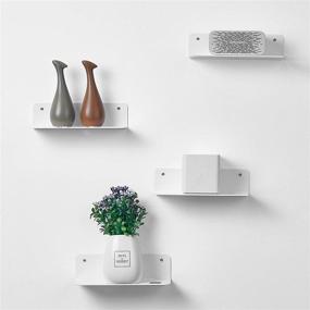 img 4 attached to 📚 OAPRIRE Small Floating Wall Shelves Set of 4 - Maximize Space with 9 Inch Acrylic Wall Shelf for Bedroom, Living Room, Bathroom, Office, Gaming Room (4, White) - Includes Cable Clips