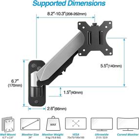 img 3 attached to 🖥️ Настенное крепление для монитора AVLT 13-32 дюйма - полнофункциональное поворотное качение по высоте - подходит для плоских/изогнутых компьютерных мониторов - регулируемое мониторное рукоятка - управление VESA/кабель - короткий одиночный монитор 32 дюйма.