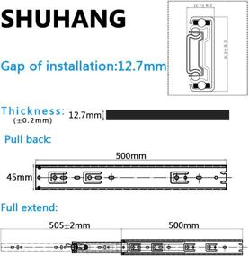 img 1 attached to 🗄️ 20 Inch Full Extension Drawer Slides - SHUHANG Ball Bearing Runners Rails, Side Mounted, 100 LB Load Capacity, 1 Pair