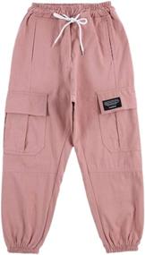img 3 attached to SANGTREE Elastic Drawstring Tapered Pockets Girls' Clothing for Pants & Capris