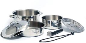 img 2 attached to 🍳 Space-Saving Stainless Steel Nesting Cookware Set with Removable Handles - Camco Premium 7-Piece Set (43920), Ideal for RVs and Compact Kitchens