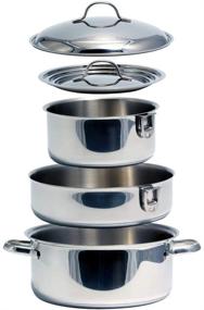 img 3 attached to 🍳 Space-Saving Stainless Steel Nesting Cookware Set with Removable Handles - Camco Premium 7-Piece Set (43920), Ideal for RVs and Compact Kitchens