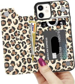 img 3 attached to 👜 Stylish Floral Leather Wallet Case with Kickstand for iPhone 12/12 Pro 6.1" - Brown Leopard Design for Fashionable Girls and Women