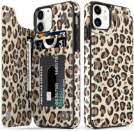 👜 stylish floral leather wallet case with kickstand for iphone 12/12 pro 6.1" - brown leopard design for fashionable girls and women logo