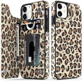 img 4 attached to 👜 Stylish Floral Leather Wallet Case with Kickstand for iPhone 12/12 Pro 6.1" - Brown Leopard Design for Fashionable Girls and Women