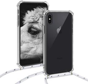 img 1 attached to kwmobile Clear White Crossbody Case for Apple iPhone Xs - TPU Phone Cover with Lanyard Cord Strap