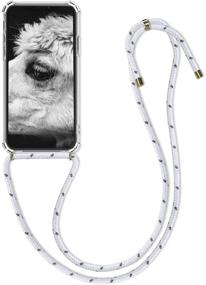 img 4 attached to kwmobile Clear White Crossbody Case for Apple iPhone Xs - TPU Phone Cover with Lanyard Cord Strap