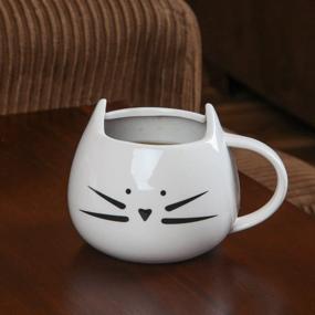 img 1 attached to 🐱 Home-X Ceramic Cat Coffee and Tea Mug: A Fun Kitchenware Gift for Cat Lovers, Perfect for Any Occasion and Meal