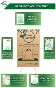 img 2 attached to True Nature 100% Compostable Bags: Heavy-Duty, XL Drawstring Kitchen/Yard Waste Bags - 75 Ct, BPI ASTM D6400 Certified