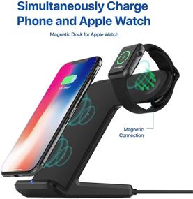 img 3 attached to ОБНОВЛЕННАЯ 2 в 1 беспроводная зарядка OCOMMO для Apple Watch 5, 4, 3, 2, 1, iPhone 11, 11 PRO, 11 MAX PRO, XS MAX, XR, XS, 8 Plus, станция зарядки для iPhone и Watch с адаптером QC 3.0 - Черный