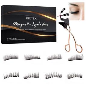 img 4 attached to 👀 Upgrade Your Look with Dual Magnetic Eyelashes - No Eyeliner or Glue Required! Reusable and Natural-Looking False Eyelashes (4 Pairs/ 8 Pieces) in Black