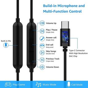 img 3 attached to Наушники USB C для Samsung Galaxy S21 - TITACUTE, цифровые наушники типа C с шумоподавлением, микрофоном и пультом управления - проводные наушники внутриушные, совместимые с Samsung S20 Ultra, OnePlus 8, 9, 9 Pro.