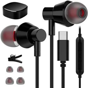 img 4 attached to USB C Headphones for Samsung Galaxy S21 - TITACUTE Digital Type C Earphones with Noise Cancelling, Mic, and Remote Control - Wired in Ear Earbuds Compatible with Samsung S20 Ultra, OnePlus 8, 9, 9 Pro