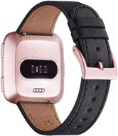 👍 omiu квадратные ремешки для fitbit versa/versa 2/versa lite - классический мягкий кожаный запасной браслет для женщин и мужчин, подходит для versa умного фитнес-часов. логотип