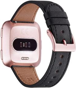 img 4 attached to 👍 OMIU Квадратные ремешки для Fitbit Versa/Versa 2/Versa Lite - Классический мягкий кожаный запасной браслет для женщин и мужчин, подходит для Versa умного фитнес-часов.