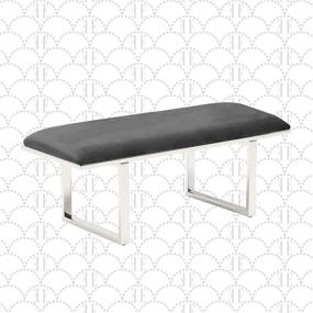 img 4 attached to 🛋️ Elle Decor Remi Velvet Bedside Bench: Stylish Ottoman for Entryway Accent Furniture - Easy Assembly, 42", Dark Gray