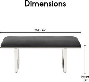 img 2 attached to 🛋️ Elle Decor Remi Velvet Bedside Bench: Stylish Ottoman for Entryway Accent Furniture - Easy Assembly, 42", Dark Gray