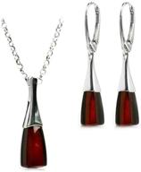 💎 stunning black cherry amber sterling silver set - leverback earrings & necklace (18 inches) logo