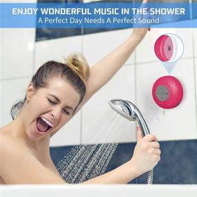 img 3 attached to 🚿 Annlend Portable Waterproof Bluetooth Shower Speaker - Mini Wireless Water Resistant Speaker with Suction Cup, Built-in Mic, Speakerphone, and 6hrs Playtime - Perfect for Bathroom or Outdoor Use (Rose Red)