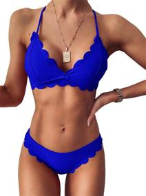 img 4 attached to Pieces Classic Scallop Bathing Swimsuits Women's Clothing