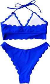 img 2 attached to Pieces Classic Scallop Bathing Swimsuits Women's Clothing