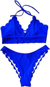 img 3 attached to Pieces Classic Scallop Bathing Swimsuits Women's Clothing