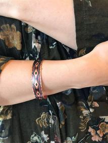 img 3 attached to 🌈 Exquisite Artisan Handcrafted Unisex Native Bracelets: Open-ended Copper Cuff Adorned with Native Motifs, Art Deco Motifs, Black Star, Sunburst, Rainbow, and Artwork Jewelry