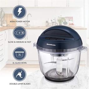 img 2 attached to 🥘 Homeleader 10 Cup Electric Food Chopper: Large Glass Bowl Blender Grinder for Meat, Veggies, Fruits, Nuts - 400W