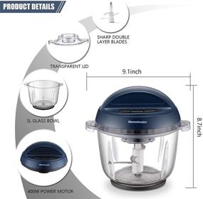 img 3 attached to 🥘 Homeleader 10 Cup Electric Food Chopper: Large Glass Bowl Blender Grinder for Meat, Veggies, Fruits, Nuts - 400W