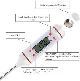 img 3 attached to Precision Digital Meat Thermometer: Long Probe, Instant Read Auto-Off, Ideal for Grilling, BBQ, Smoker, and Kitchen Cooking - White