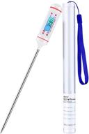 precision digital meat thermometer: long probe, instant read auto-off, ideal for grilling, bbq, smoker, and kitchen cooking - white logo