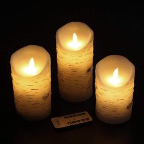 img 2 attached to 🕯️ Набор из 4 свечей Vinkor Flameless Flickering Birch Bark 4'' 5'' 6'' батарейные свечи настоящего воска с пультом и таймером