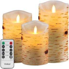 img 3 attached to 🕯️ Набор из 4 свечей Vinkor Flameless Flickering Birch Bark 4'' 5'' 6'' батарейные свечи настоящего воска с пультом и таймером