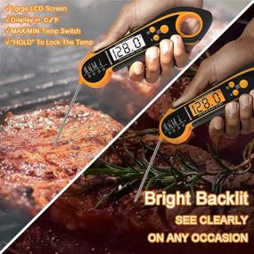 img 1 attached to 🔥 BREXFIRE Waterproof Digital Meat Thermometer for Cooking - Instant Read Food Thermometer with Backlight, Built-in Magnet, Calibration, Long Foldable Probe - Ideal for Kitchen, Deep Fry, Grill, BBQ, Candy