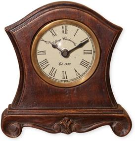 img 2 attached to ⏰ The Country House Collection Baroque Wooden Table Top Clock with Pedestal Feet - 6 x 6 Inch, Analogue Timekeeping
