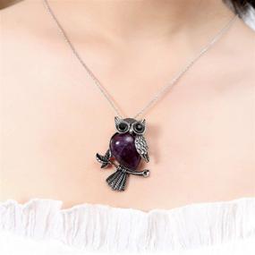 img 2 attached to 🦉 Starain Healing Crystal Stone Owl Necklace for Women and Girls - Owl Pendant Jewelry Gift