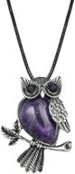 🦉 starain healing crystal stone owl necklace for women and girls - owl pendant jewelry gift logo