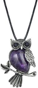 img 4 attached to 🦉 Starain Healing Crystal Stone Owl Necklace for Women and Girls - Owl Pendant Jewelry Gift