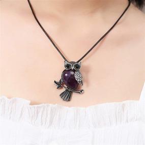 img 3 attached to 🦉 Starain Healing Crystal Stone Owl Necklace for Women and Girls - Owl Pendant Jewelry Gift