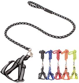 img 4 attached to 🐶 Reflective Dog Leash Harness Set for Small Medium Dogs - Adjustable Training Leash & Night Safety Harness - Woven Polyester - CHBORLESS (Black, XS)