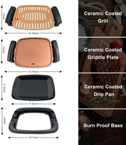 img 3 attached to 🔥 Upgrade Electric Indoor Smokeless BBQ Grill - Nonstick Tabletop Griddle with Recipes and Clip, Adjustable Thermostat, Removable Washable Plates, Easy to Clean, Portable Flat Square Grill Plates, 16" x 11