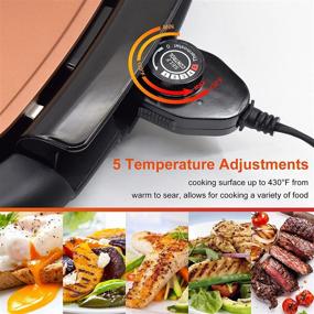 img 2 attached to 🔥 Upgrade Electric Indoor Smokeless BBQ Grill - Nonstick Tabletop Griddle with Recipes and Clip, Adjustable Thermostat, Removable Washable Plates, Easy to Clean, Portable Flat Square Grill Plates, 16" x 11