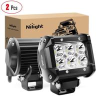 🚗 nilight 2pcs 18w 1260lm spot driving fog light off road led lights bar for suv boat 4" jeep lamp with mounting bracket, 2-year warranty logo