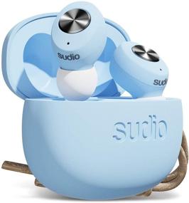 img 4 attached to 🎧 Sudio Tolv True Wireless Earbuds: Auto Pairing, Compact Charging Case, 35h Play Time for iOS & Android - Pastel Blue