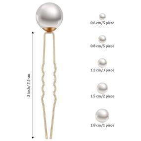 img 3 attached to 32 шт. Свадебные шпильки с жемчугом Charonle - жемчужные украшения для волос с рейнстоунами и застежкой U-образной для невесты, подружек невесты, женщин и девочек - элегантный золотой дизайн.