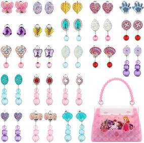img 4 attached to 21 Pairs Clip-on Earrings Set: Perfect Party Favor for Girls, Packed in Portable Box