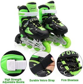 img 2 attached to 🌟 Premium PETUOL Kids Adjustable Inline Skates | Safe & Durable with 8 Full Light Up Illuminating Wheels | Beginner Roller Skates for Boys and Girls | Fun Outdoor Skates