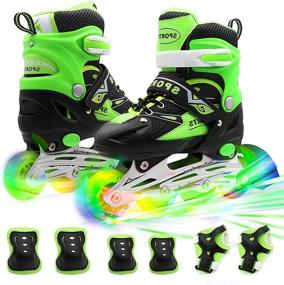 img 4 attached to 🌟 Premium PETUOL Kids Adjustable Inline Skates | Safe & Durable with 8 Full Light Up Illuminating Wheels | Beginner Roller Skates for Boys and Girls | Fun Outdoor Skates