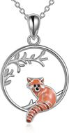 🐼 yafeini sterling silver red panda raccoon pendant necklace - cute animal jewelry for women and girls, ideal christmas gifts logo